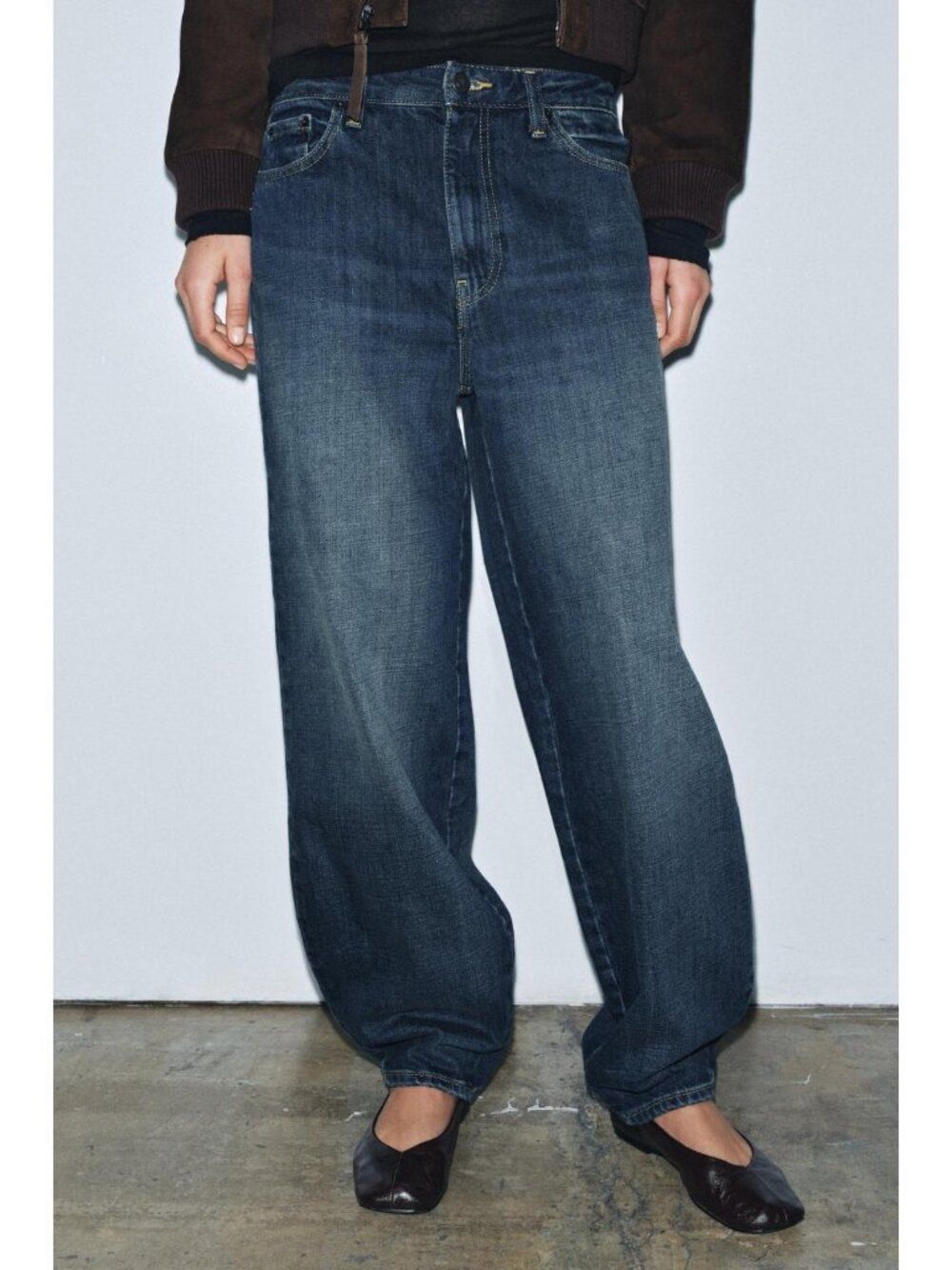 Zara ZW Womens Curved Jeans EU 46 US 14 Dark Denim Blue 8307/263 NWT